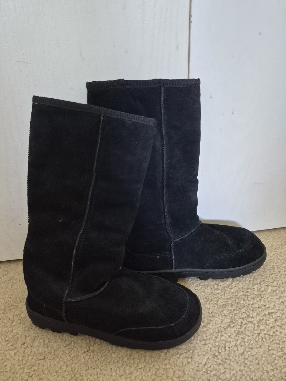 NWOT Heavy Black Sued Fur Lined Winter Boots Sz 7.5